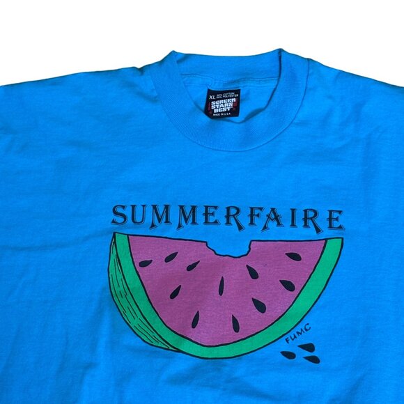 Vintage Summerfaire Watermelon Graphic Tee XL 50/50 Screen Stars Best blue - Picture 2 of 7